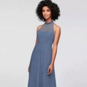 Steel Blue Halter Dress -NEW